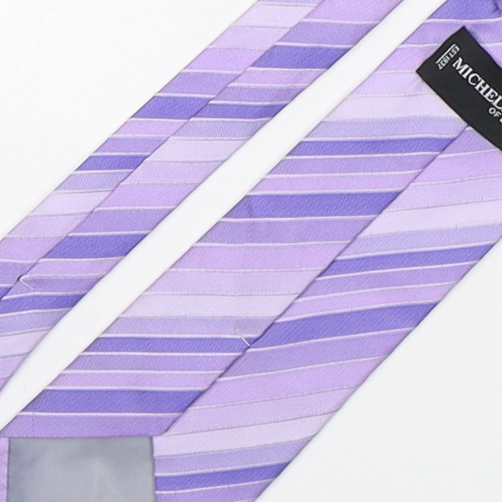 Michelsons of london  Mens Purple Striped Polyester Pointed Tie One Size