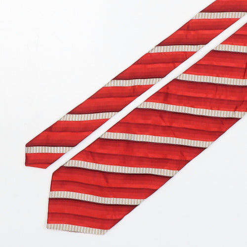 Daniel Valenle Mens Red Striped Silk Pointed Tie One Size