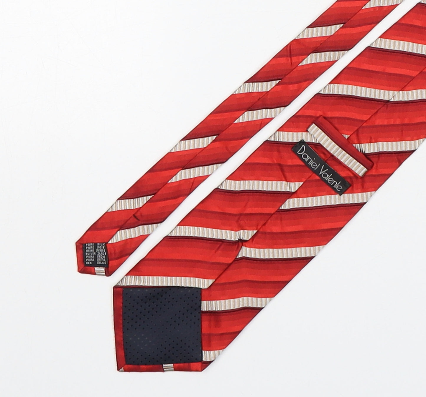Daniel Valenle Mens Red Striped Silk Pointed Tie One Size