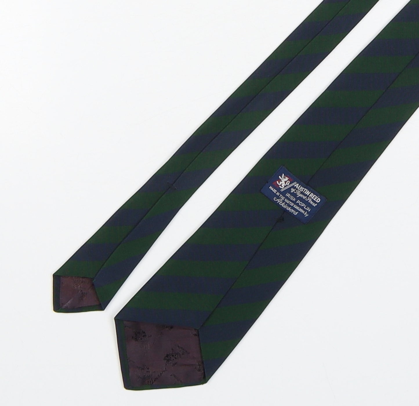 Austin Reed Mens Green Striped Silk Pointed Tie One Size