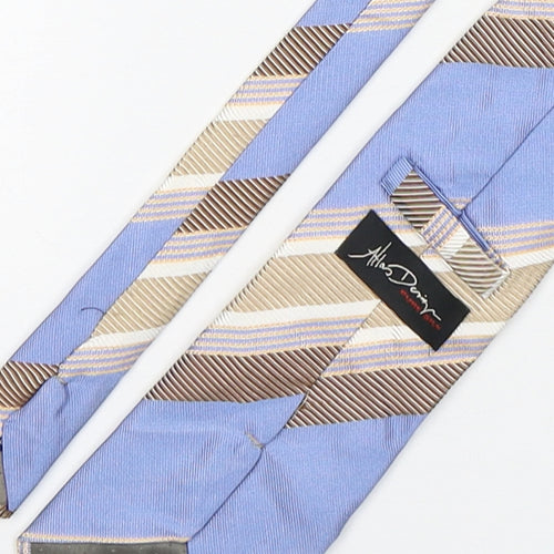 Allan Denim  Mens Multicoloured Striped Silk Pointed Tie One Size