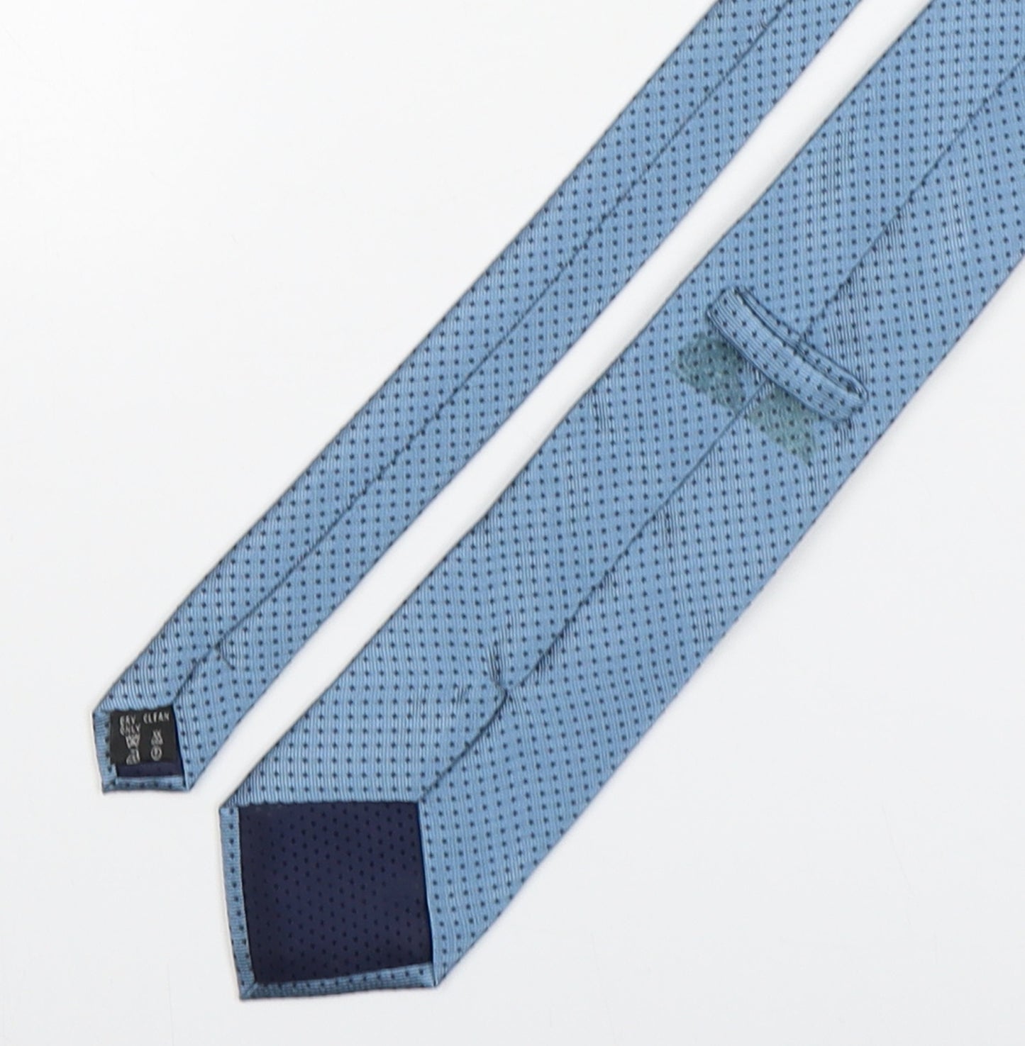 Preworn Mens Blue Polka Dot Silk Pointed Tie One Size