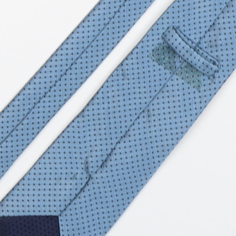 Preworn Mens Blue Polka Dot Silk Pointed Tie One Size