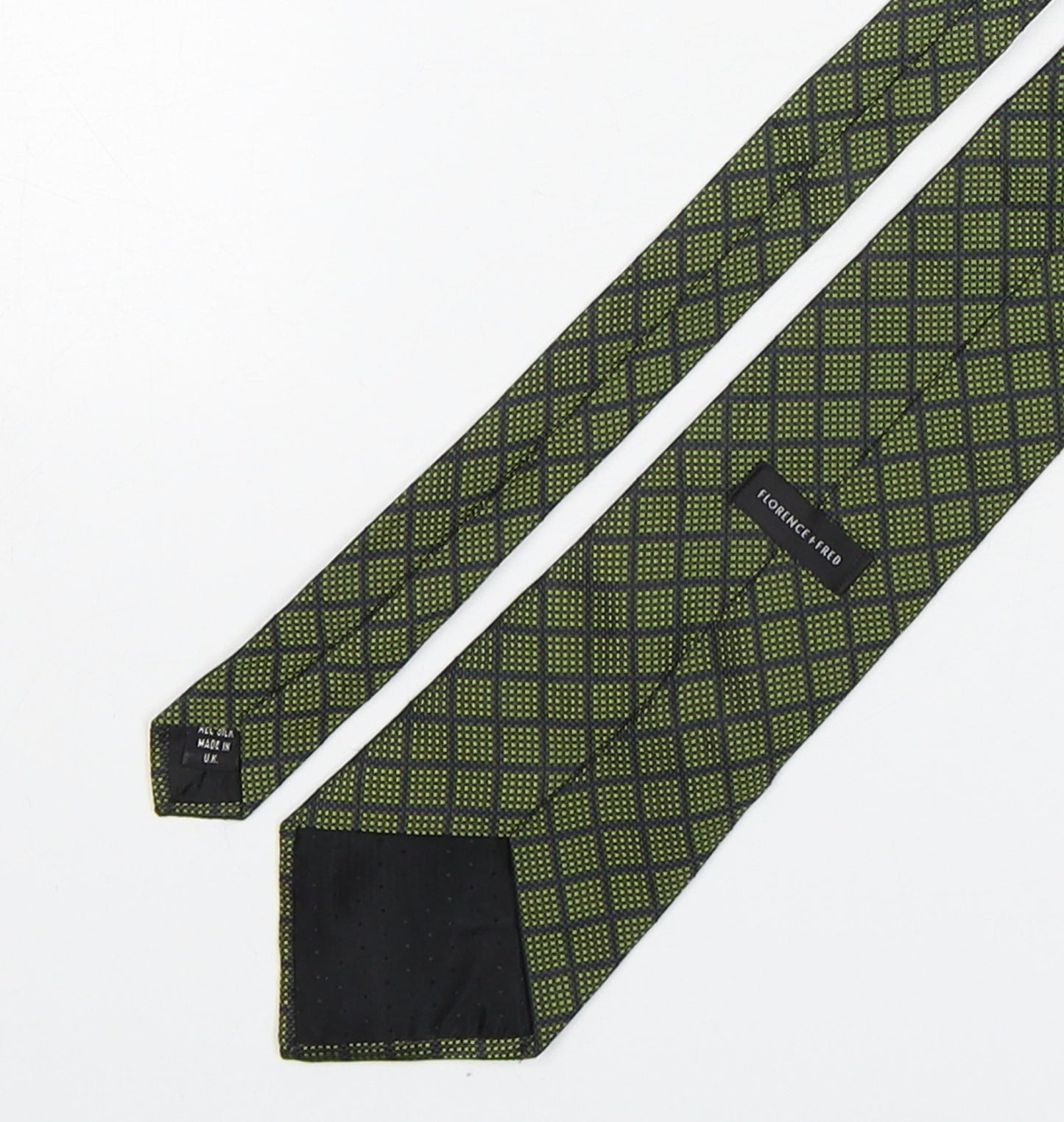 F&F Mens Green Geometric Silk Pointed Tie One Size