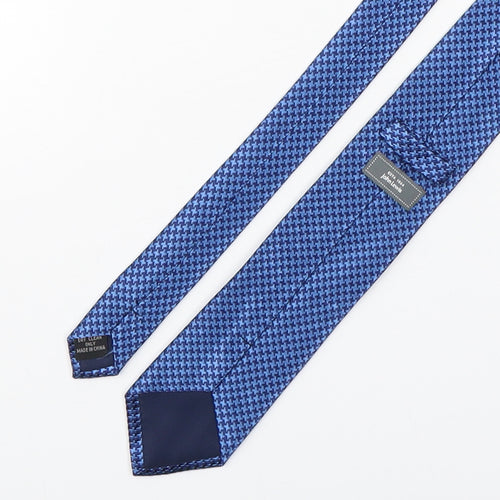 John Lewis  Mens Blue Houndstooth Silk Pointed Tie One Size