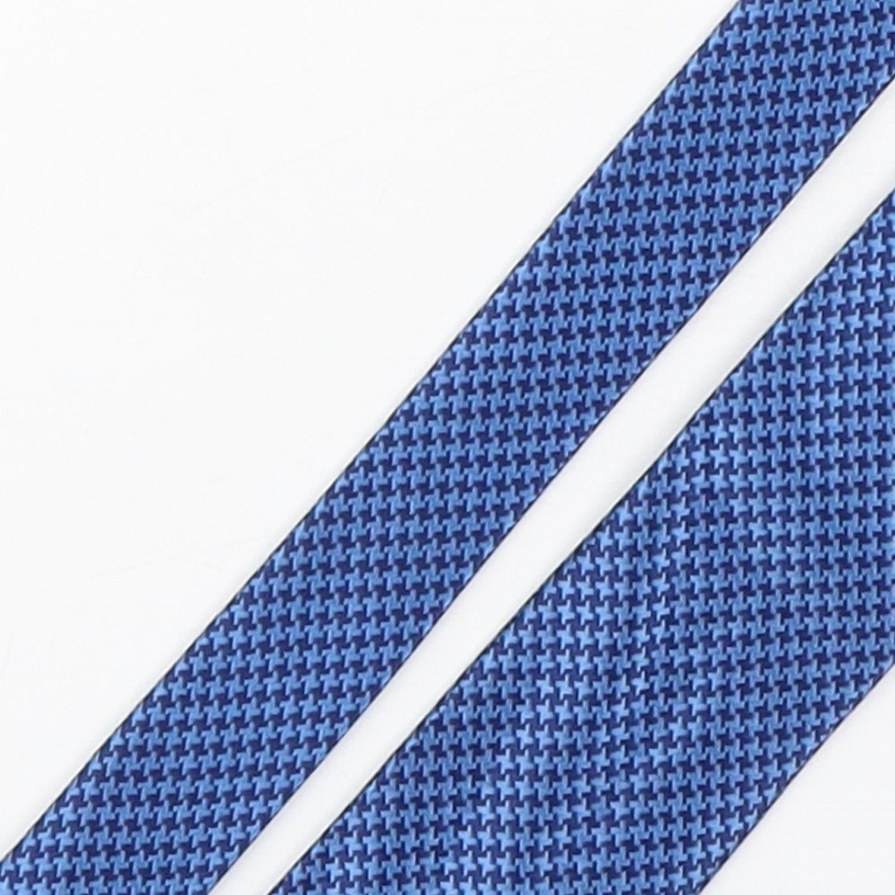 John Lewis  Mens Blue Houndstooth Silk Pointed Tie One Size
