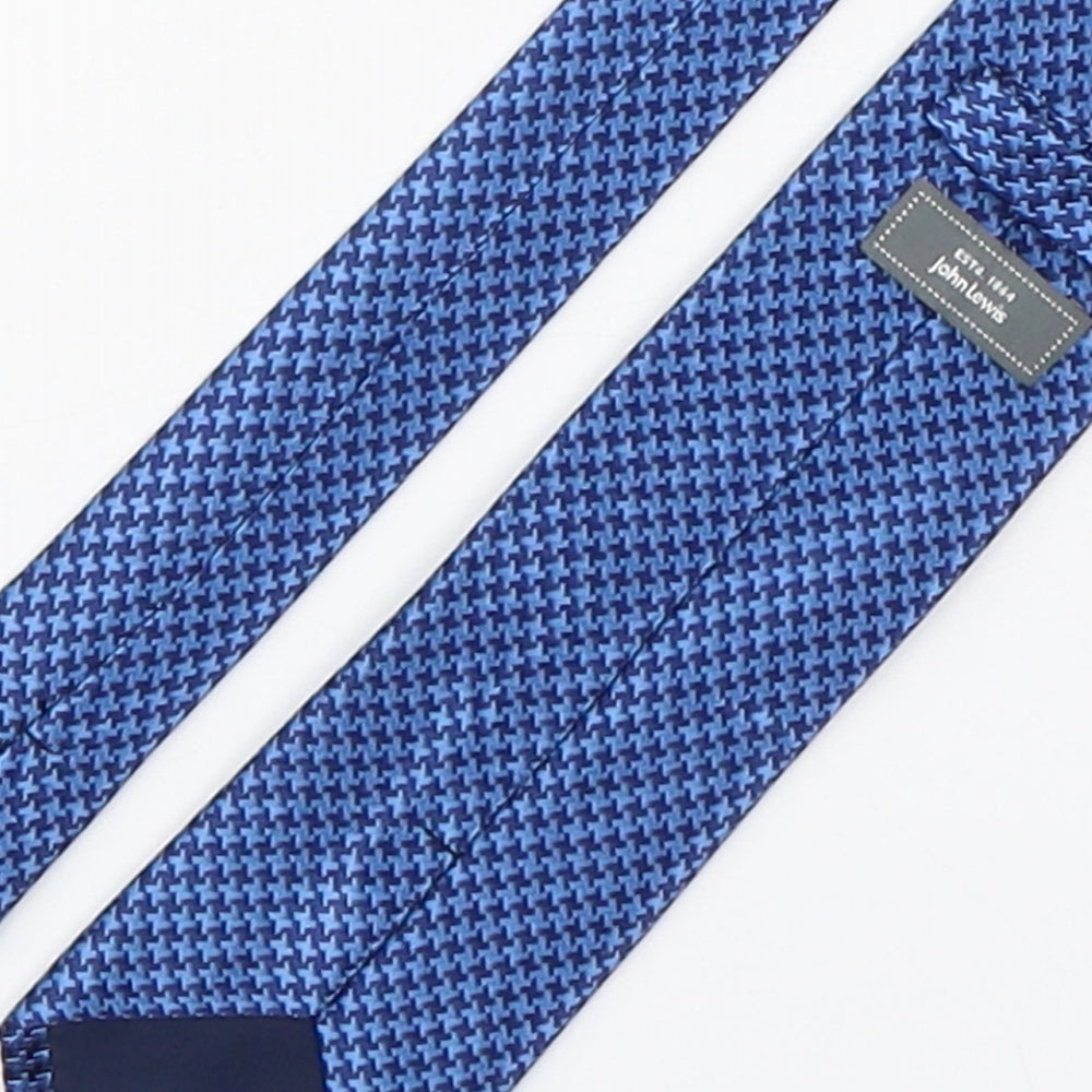 John Lewis  Mens Blue Houndstooth Silk Pointed Tie One Size