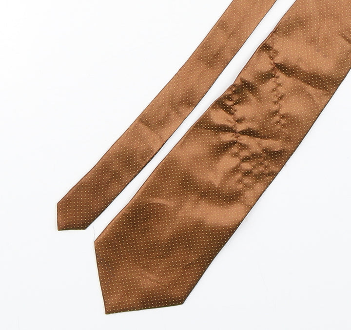 Rossini Mens Bronze Polka Dot Polyester Pointed Tie One Size