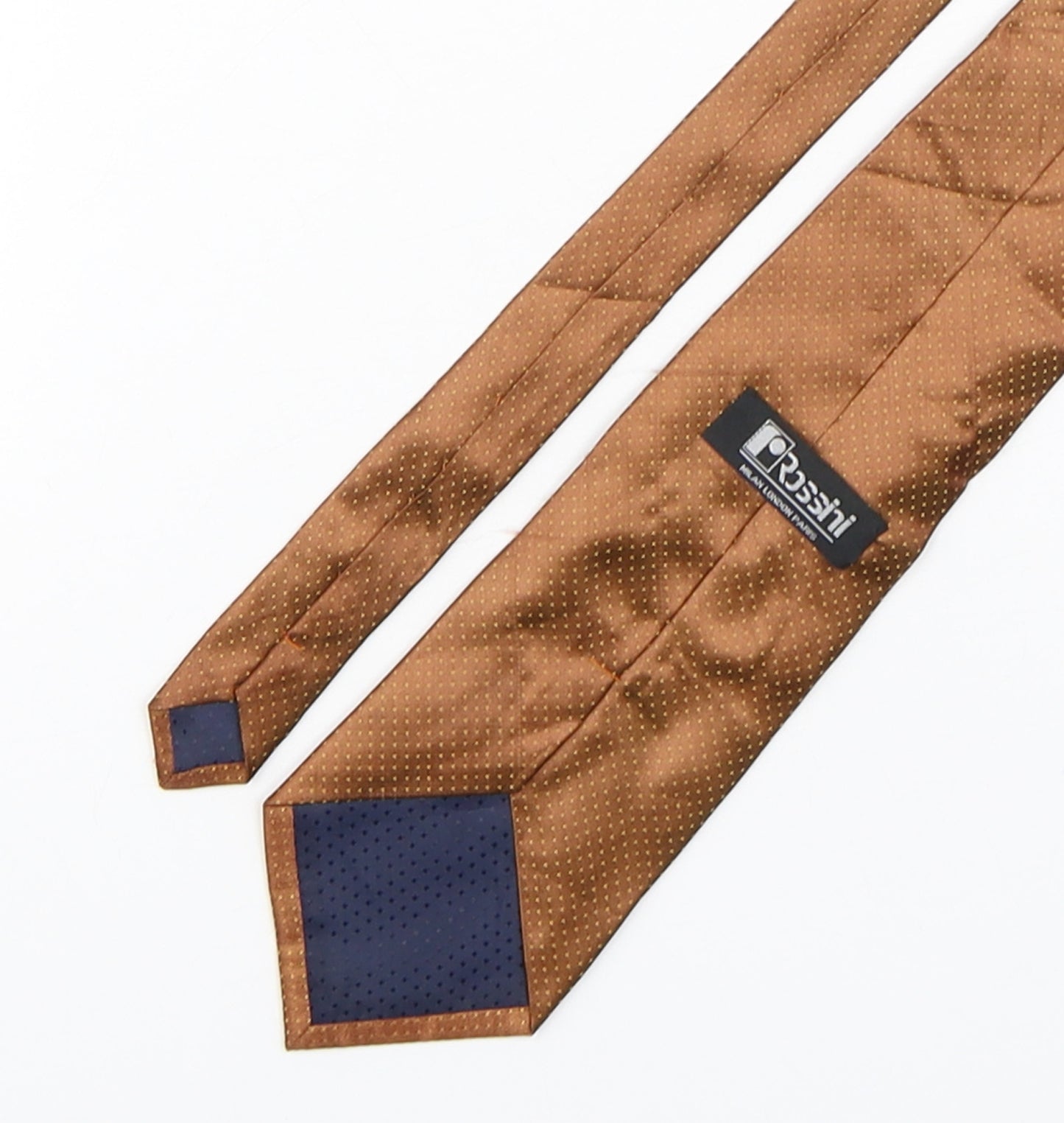 Rossini Mens Bronze Polka Dot Polyester Pointed Tie One Size