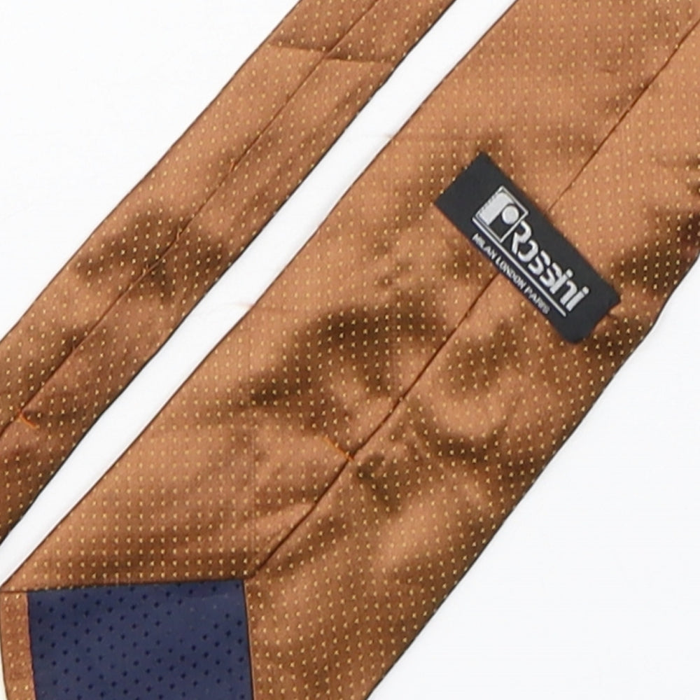 Rossini Mens Bronze Polka Dot Polyester Pointed Tie One Size