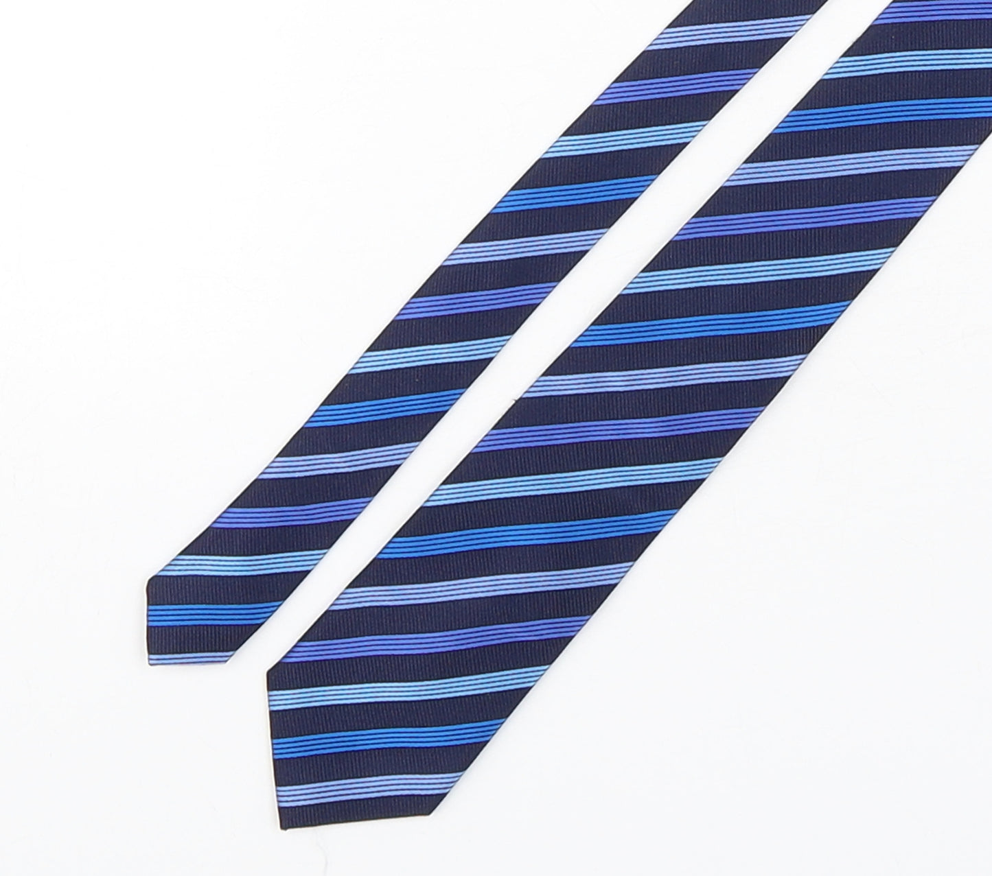 Lloyd Attree & Smith Mens Blue Striped Silk Pointed Tie One Size