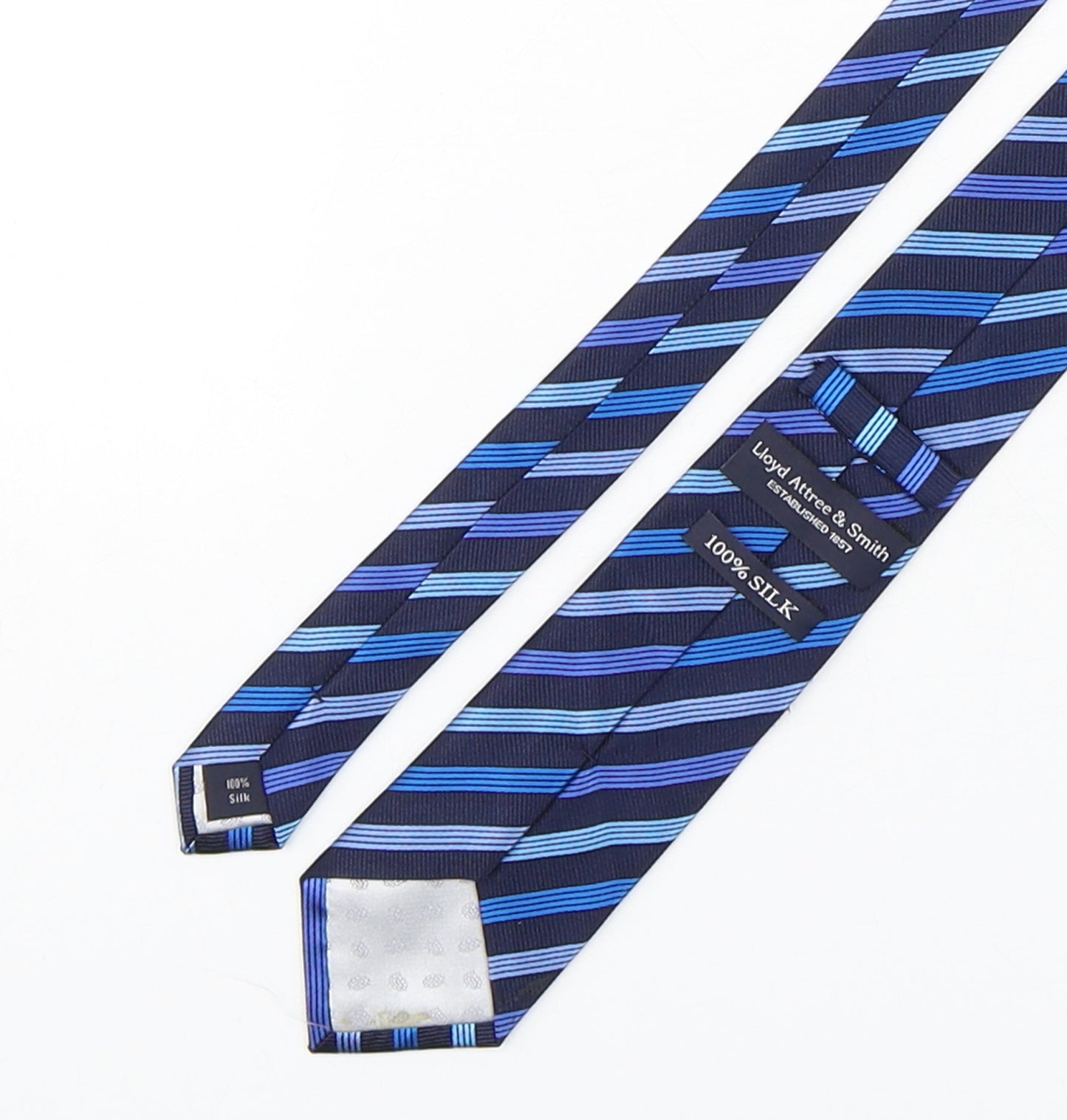 Lloyd Attree & Smith Mens Blue Striped Silk Pointed Tie One Size