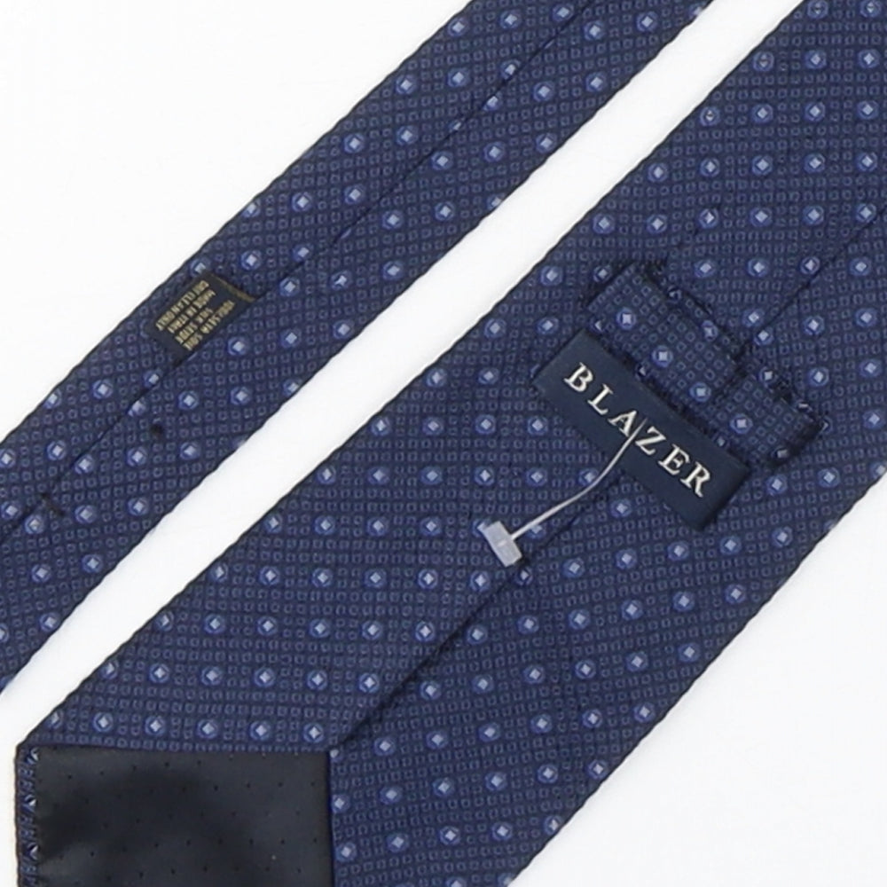 Blazer  Mens Blue Geometric Silk Pointed Tie One Size