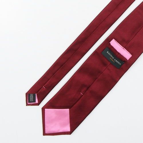 Racing Green  Mens Red  Silk Pointed Tie One Size