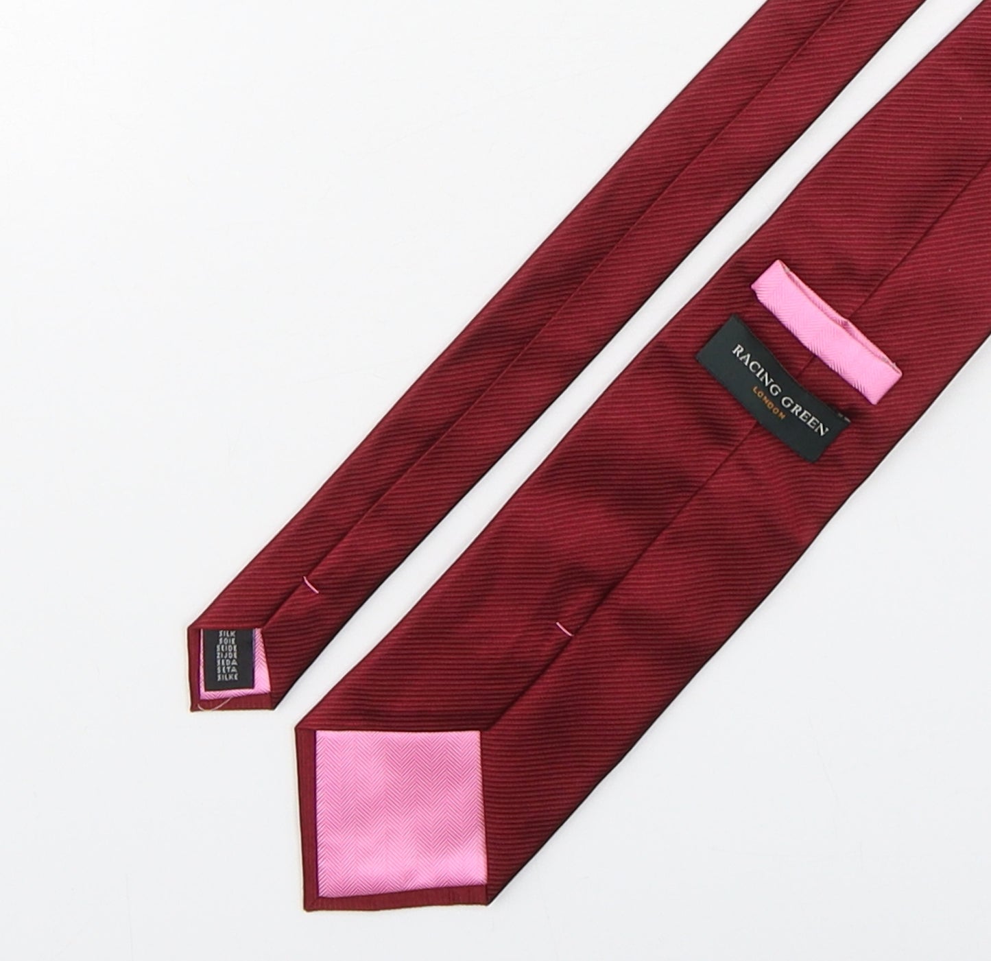 Racing Green  Mens Red  Silk Pointed Tie One Size