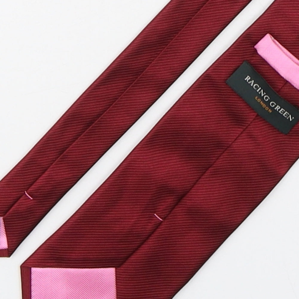 Racing Green  Mens Red  Silk Pointed Tie One Size