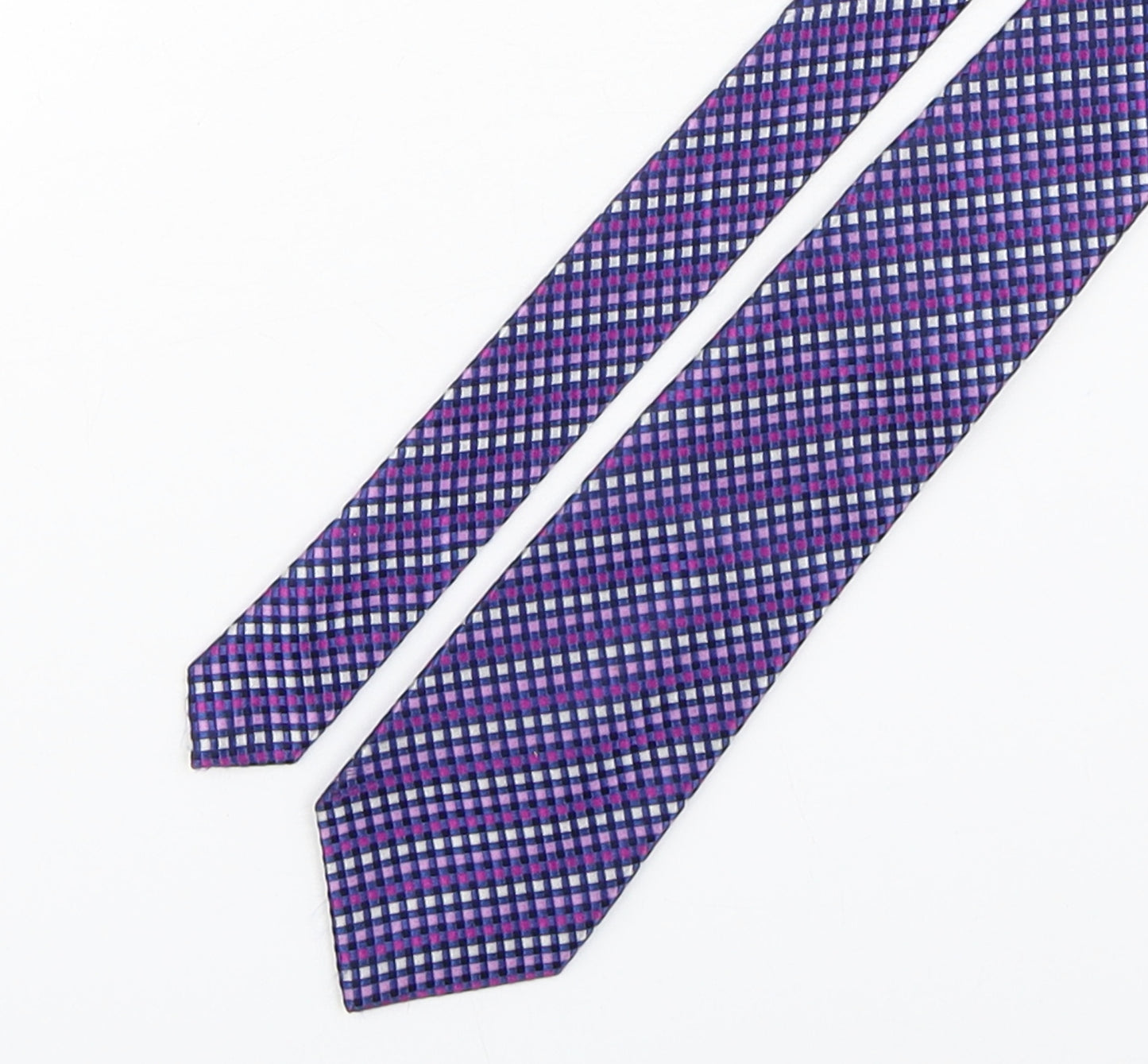 Dehavilland Mens Purple Plaids & Checks Silk Pointed Tie One Size