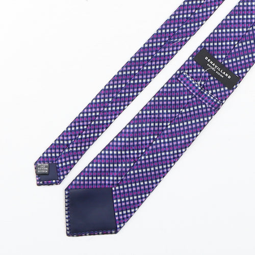 Dehavilland Mens Purple Plaids & Checks Silk Pointed Tie One Size