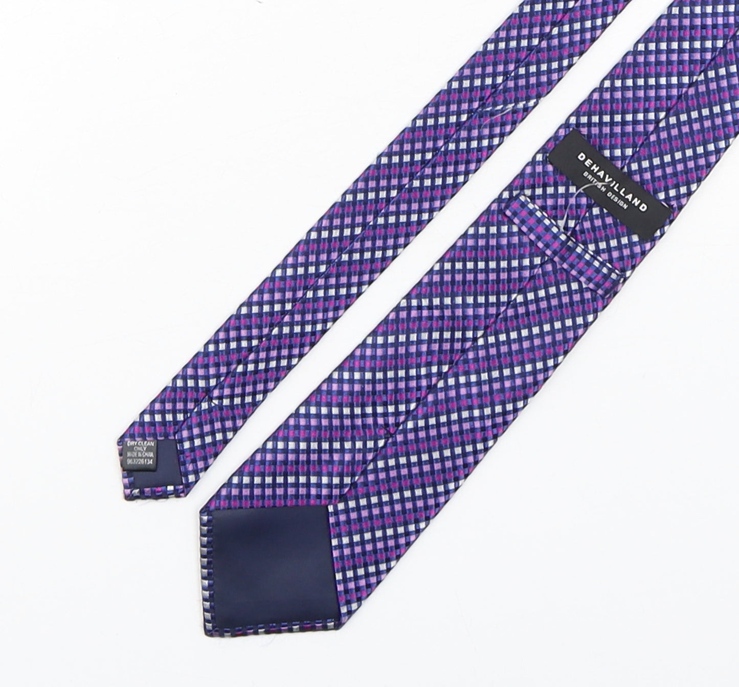 Dehavilland Mens Purple Plaids & Checks Silk Pointed Tie One Size