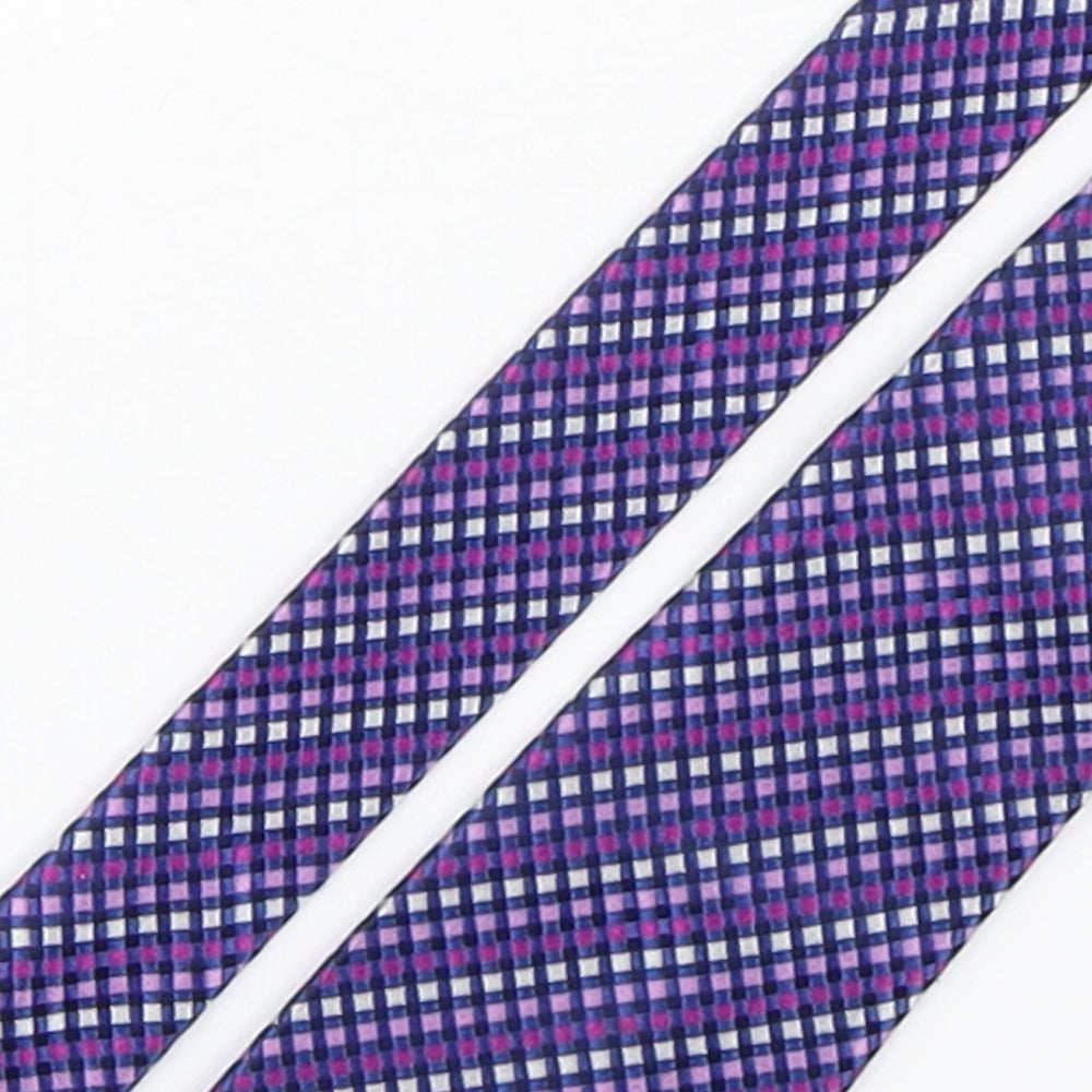 Dehavilland Mens Purple Plaids & Checks Silk Pointed Tie One Size