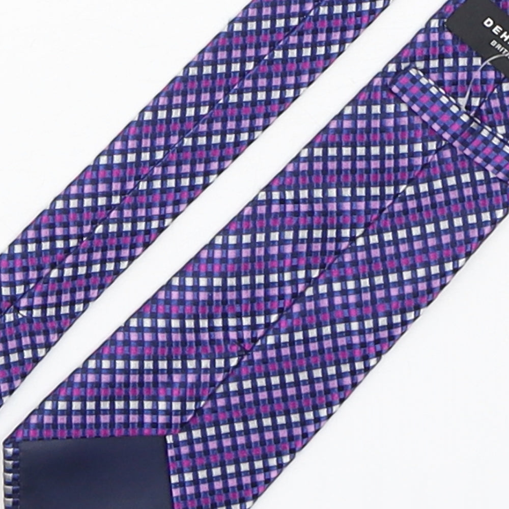 Dehavilland Mens Purple Plaids & Checks Silk Pointed Tie One Size