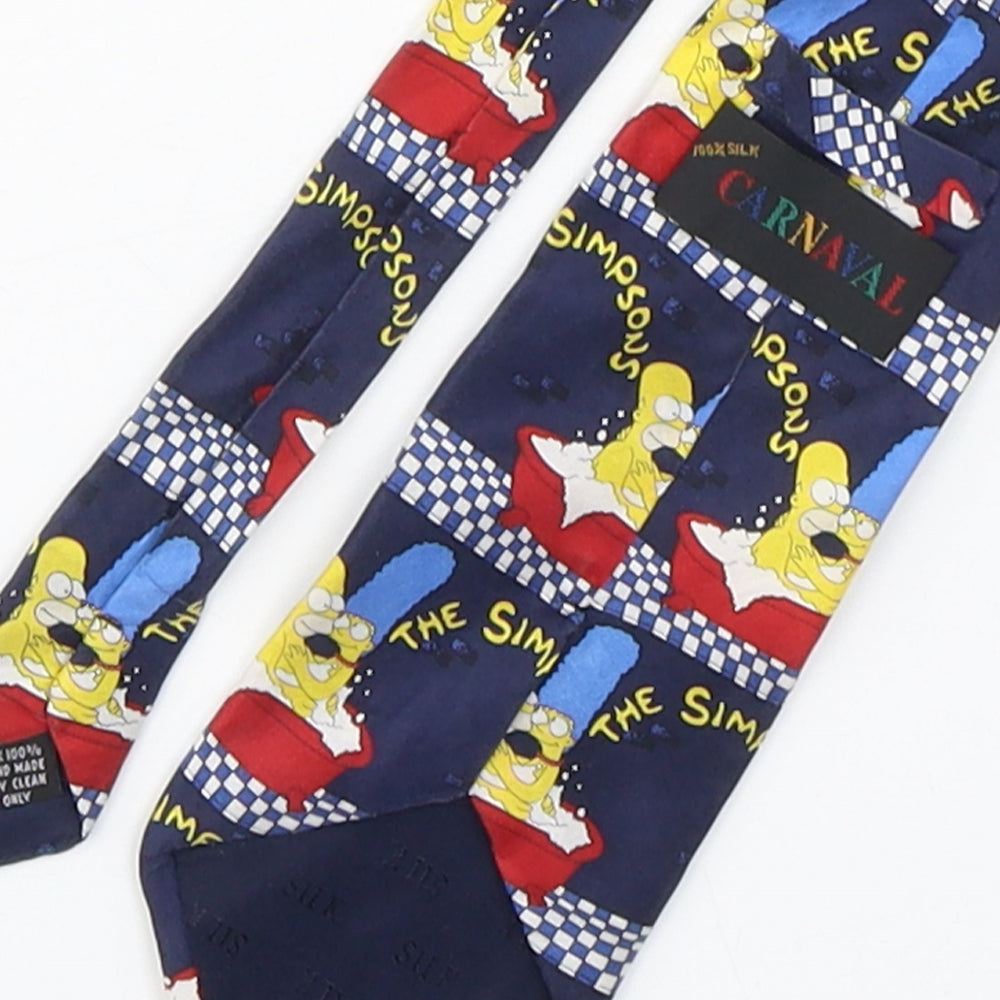 Carnaval Mens Multicoloured Geometric Silk Pointed Tie One Size - The Simpsons