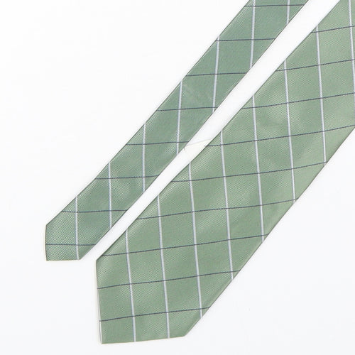 Simon Taylor  Mens Green Plaids & Checks Polyester Pointed Tie One Size