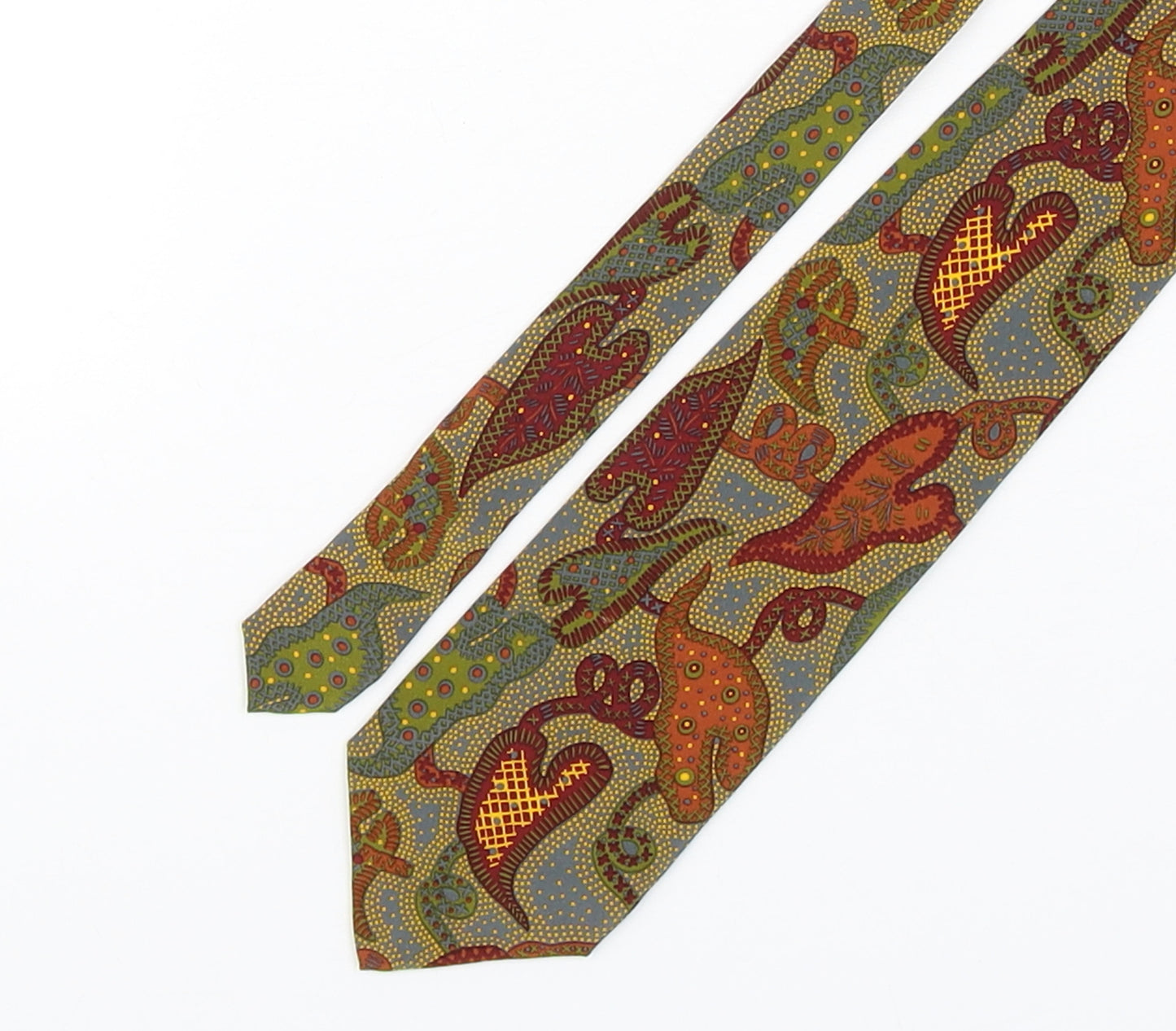 Yves Saint Laurent Mens Multicoloured Geometric Silk Pointed Tie One Size