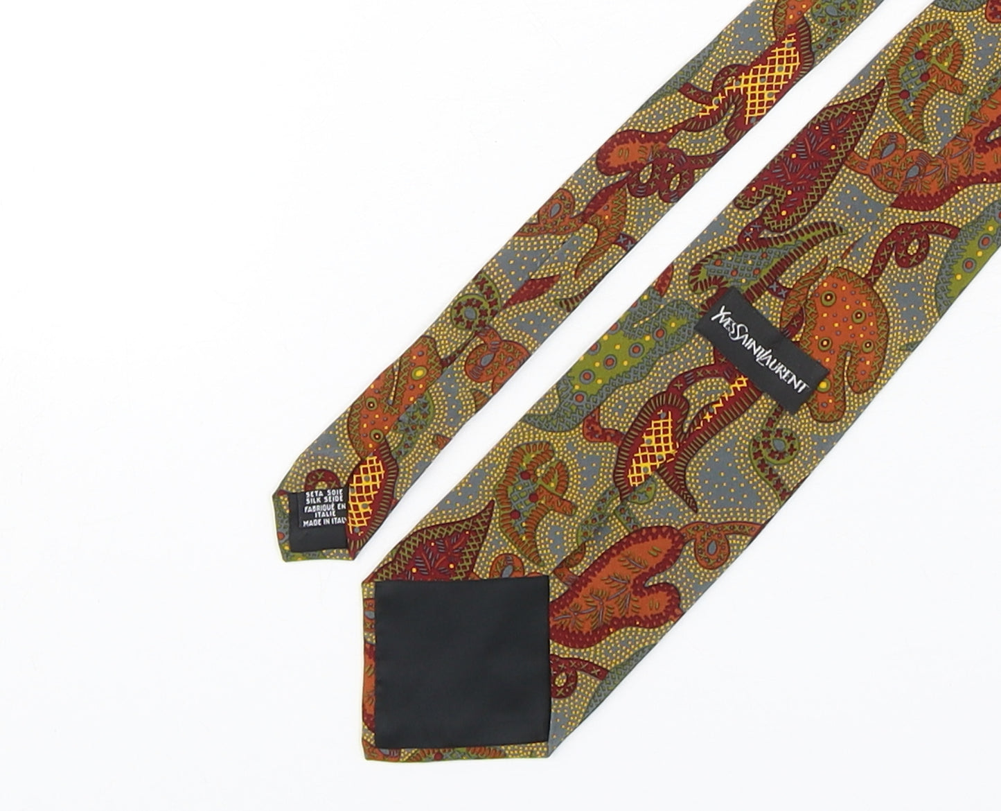 Yves Saint Laurent Mens Multicoloured Geometric Silk Pointed Tie One Size