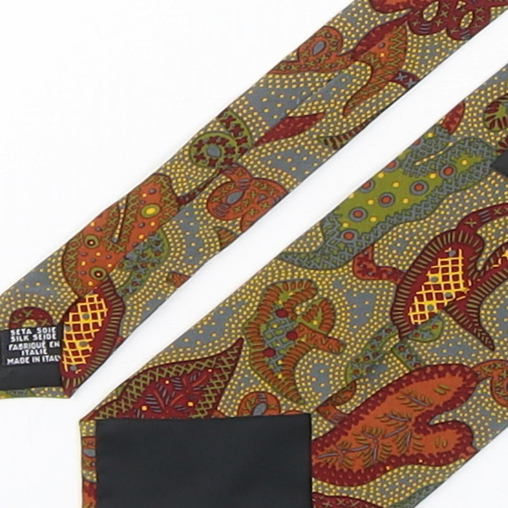 Yves Saint Laurent Mens Multicoloured Geometric Silk Pointed Tie One Size