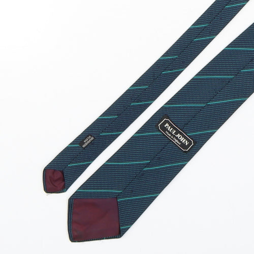 Paul John  Mens Green Geometric Polyester Pointed Tie One Size