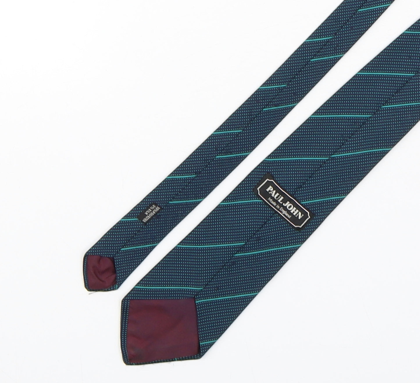 Paul John  Mens Green Geometric Polyester Pointed Tie One Size