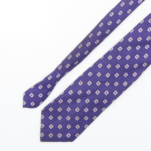 Erwin & Morris Mens Purple Geometric Silk Pointed Tie One Size