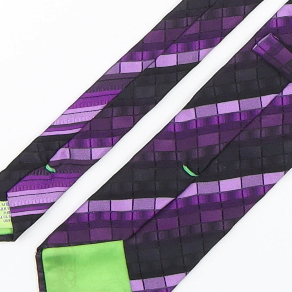 Balmain  Mens Multicoloured Plaids & Checks Silk Pointed Tie One Size