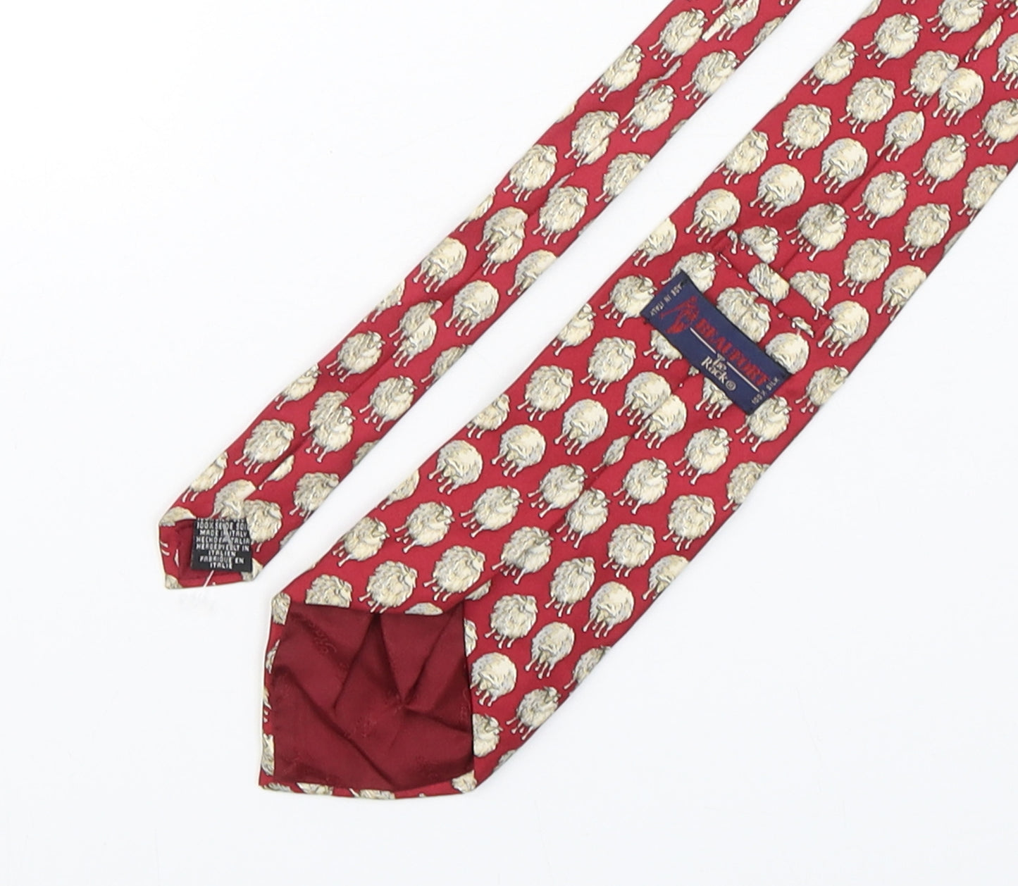 Beaufort Mens Multicoloured Geometric Silk Pointed Tie One Size - Sheep Print