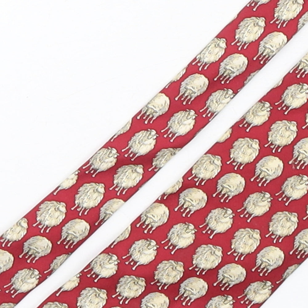 Beaufort Mens Multicoloured Geometric Silk Pointed Tie One Size - Sheep Print