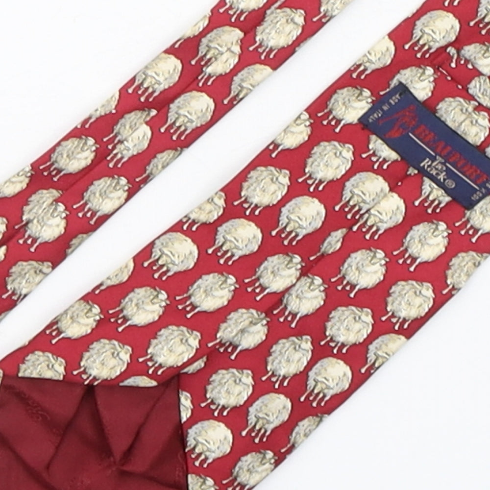 Beaufort Mens Multicoloured Geometric Silk Pointed Tie One Size - Sheep Print