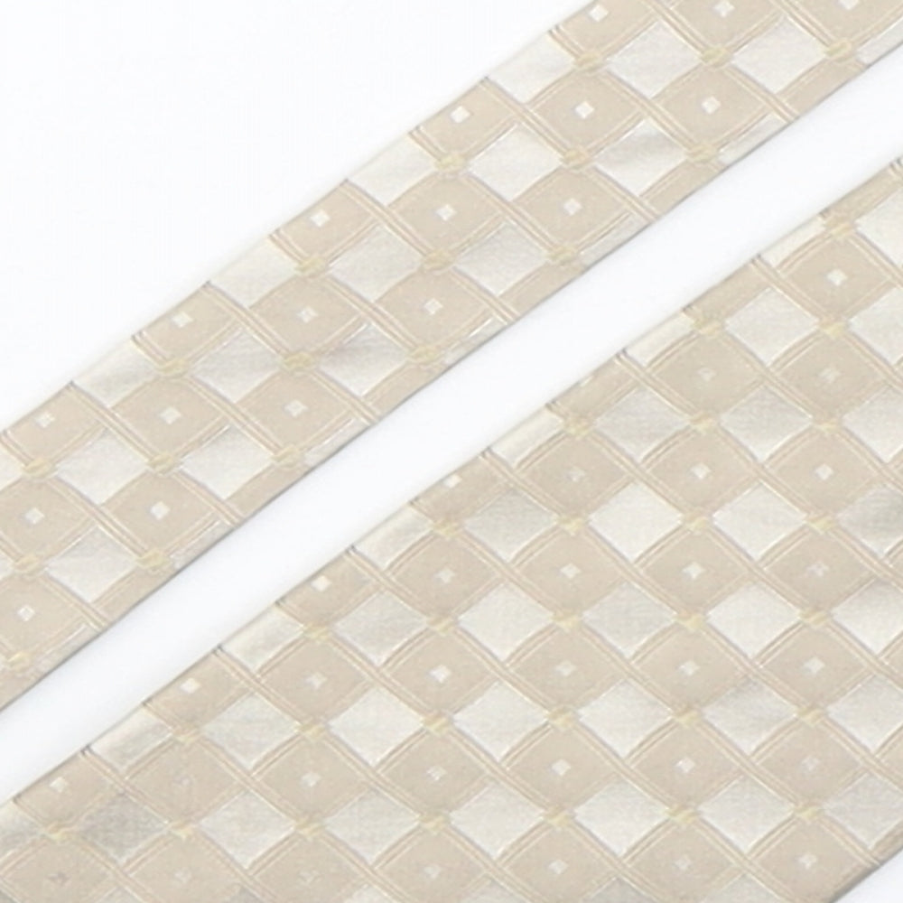 Copperstone Mens Beige Plaids & Checks Silk Pointed Tie One Size