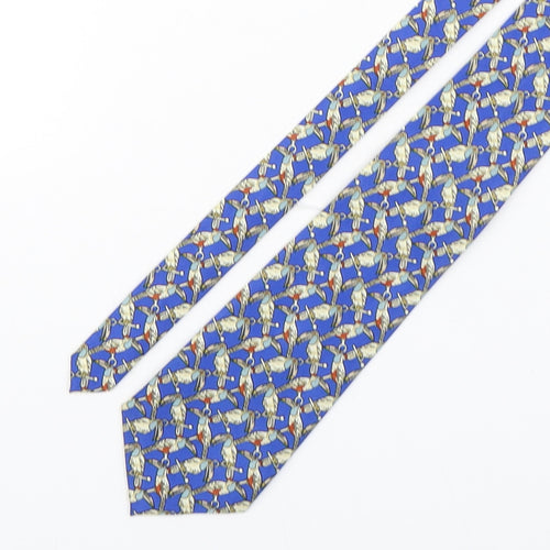 Valeria Boldi Mens Multicoloured Geometric Silk Pointed Tie One Size - bird print