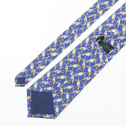 Valeria Boldi Mens Multicoloured Geometric Silk Pointed Tie One Size - bird print