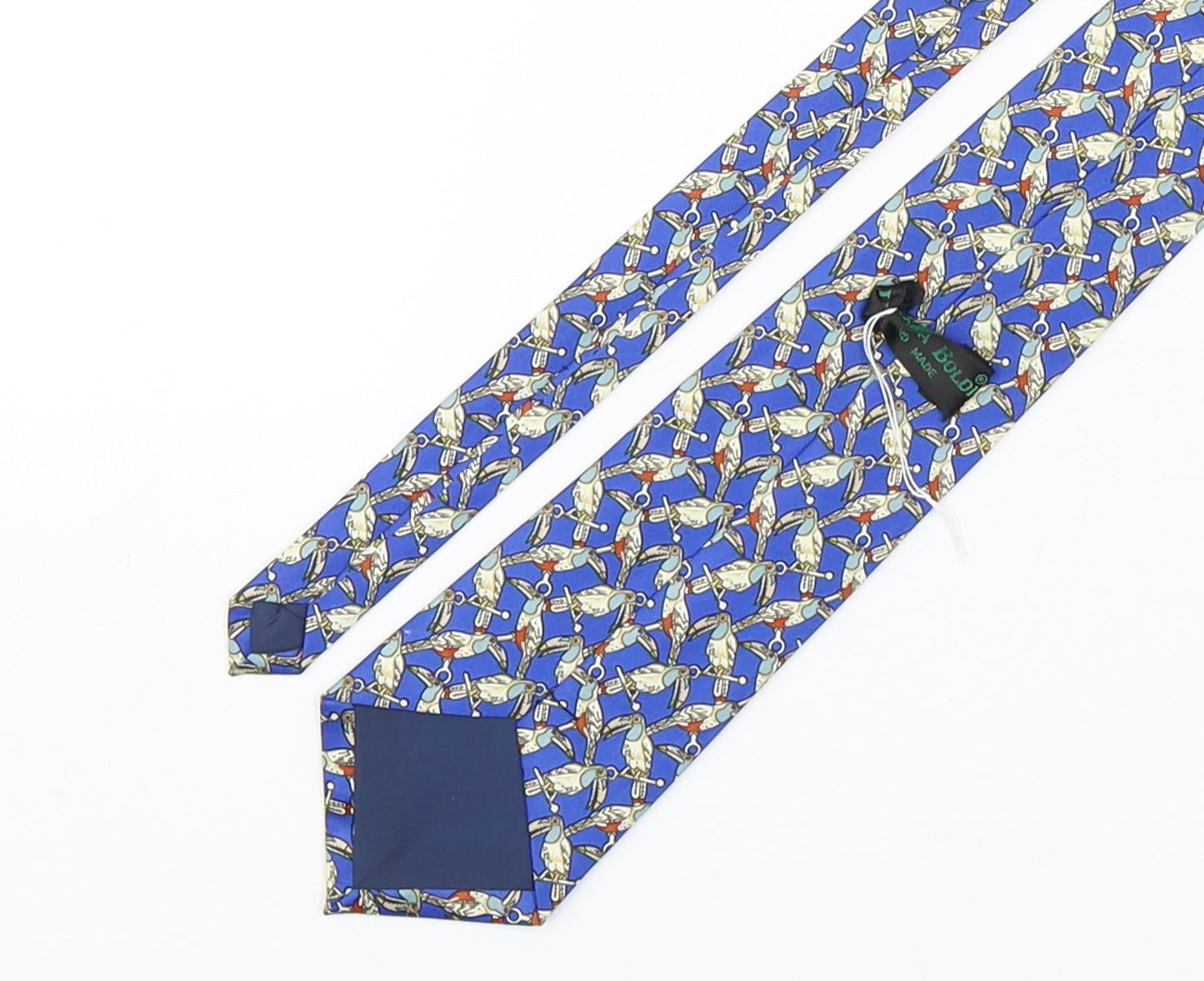 Valeria Boldi Mens Multicoloured Geometric Silk Pointed Tie One Size - bird print