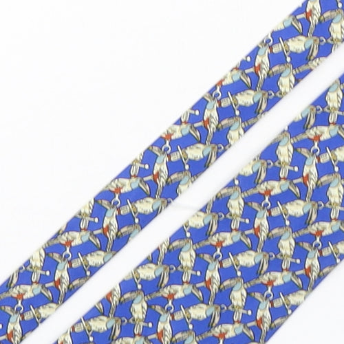 Valeria Boldi Mens Multicoloured Geometric Silk Pointed Tie One Size - bird print