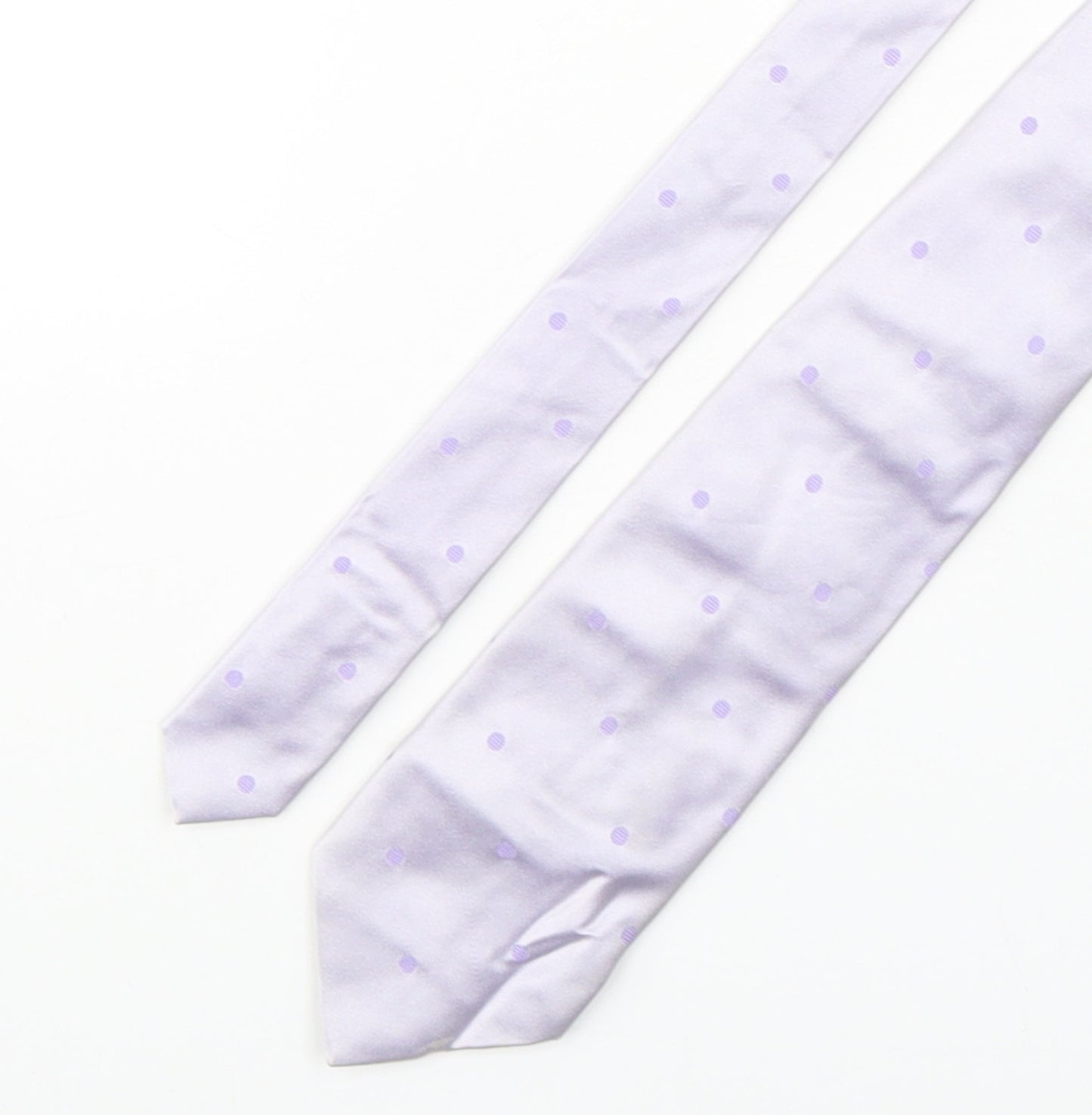 PINK Mens Purple Polka Dot Silk Pointed Tie One Size
