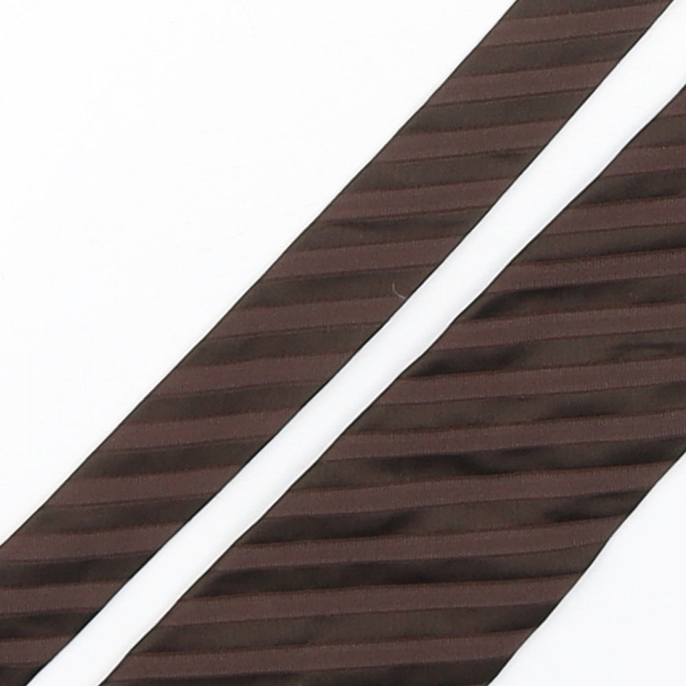 Dehavilland Mens Brown Striped Silk Pointed Tie One Size
