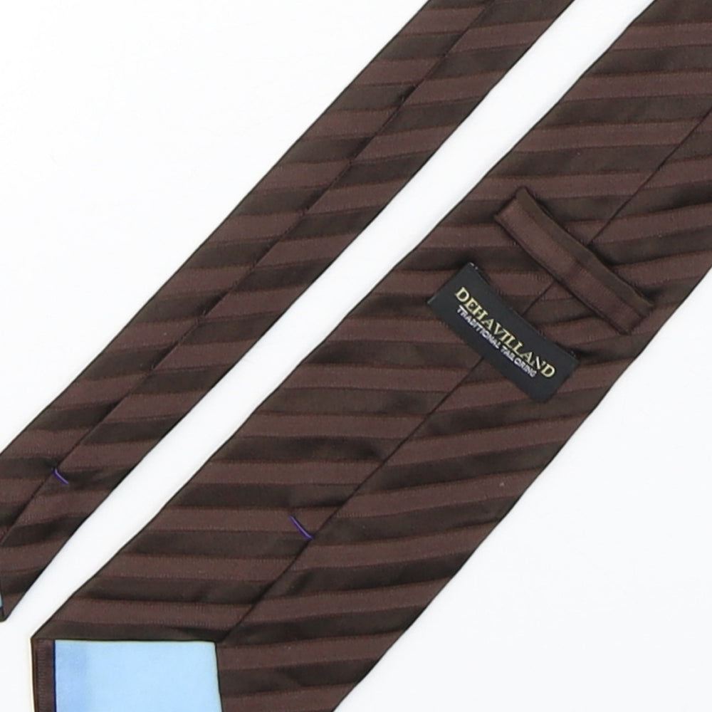 Dehavilland Mens Brown Striped Silk Pointed Tie One Size