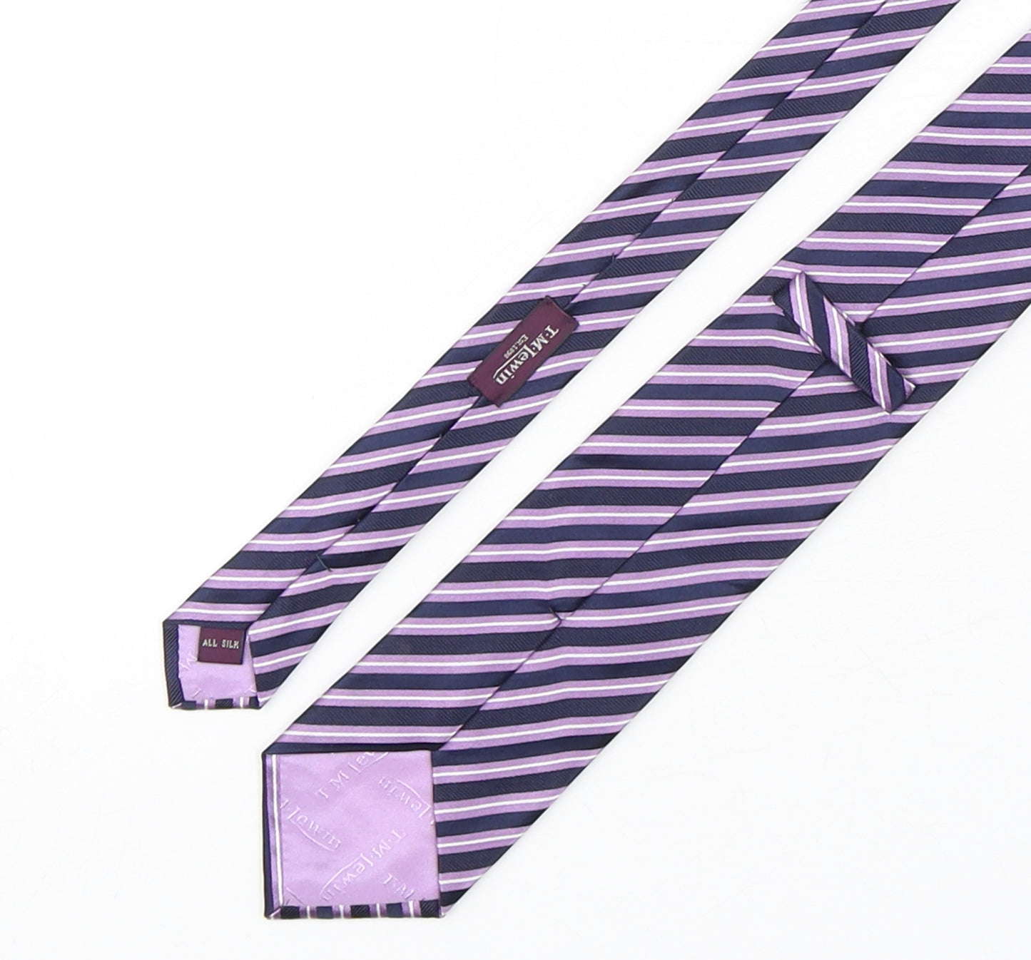 T.M.Lewin  Mens Purple Striped Silk Pointed Tie One Size