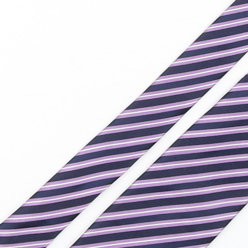 T.M.Lewin  Mens Purple Striped Silk Pointed Tie One Size