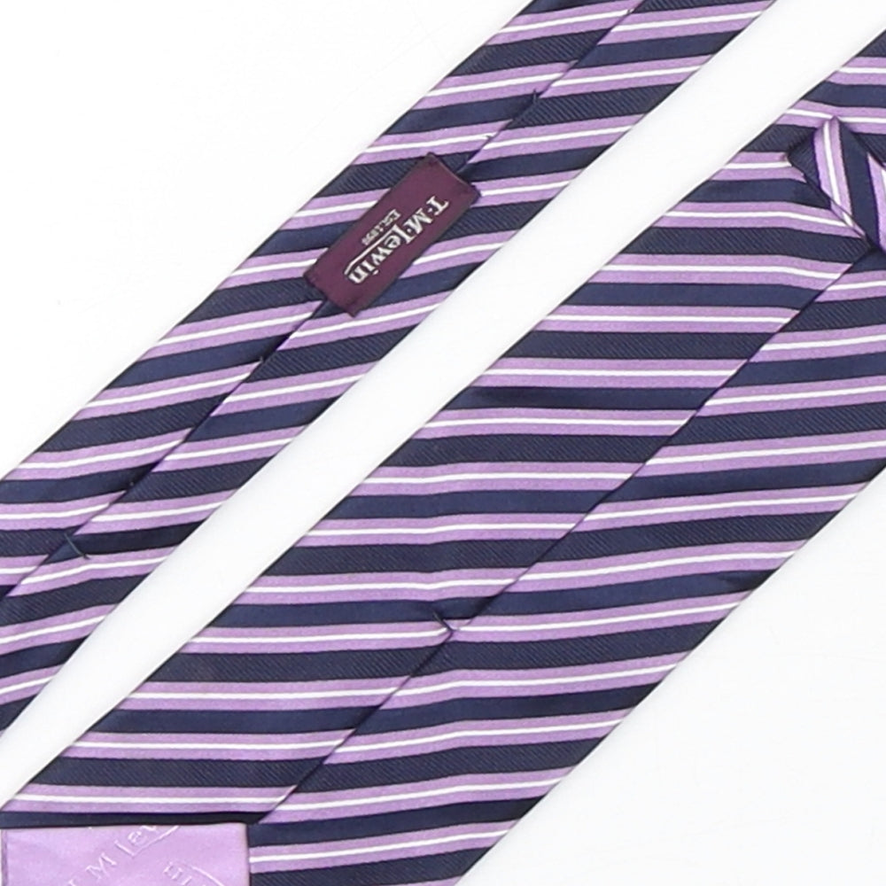 T.M.Lewin  Mens Purple Striped Silk Pointed Tie One Size