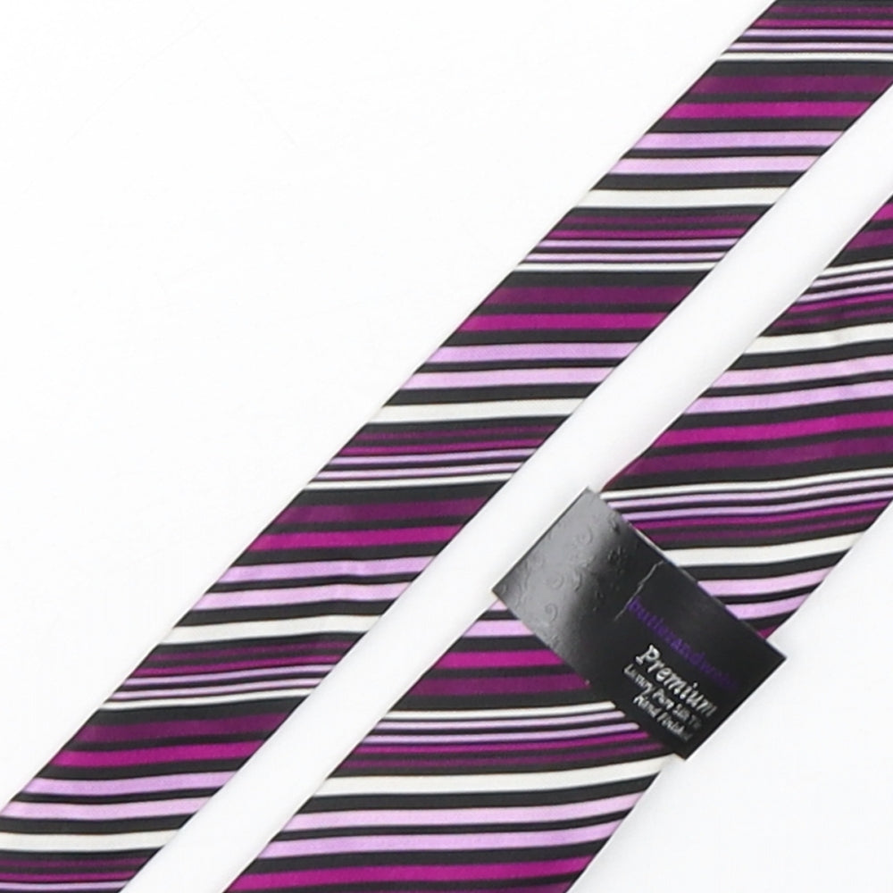 Butler & Webb Mens Multicoloured Striped Silk Pointed Tie One Size