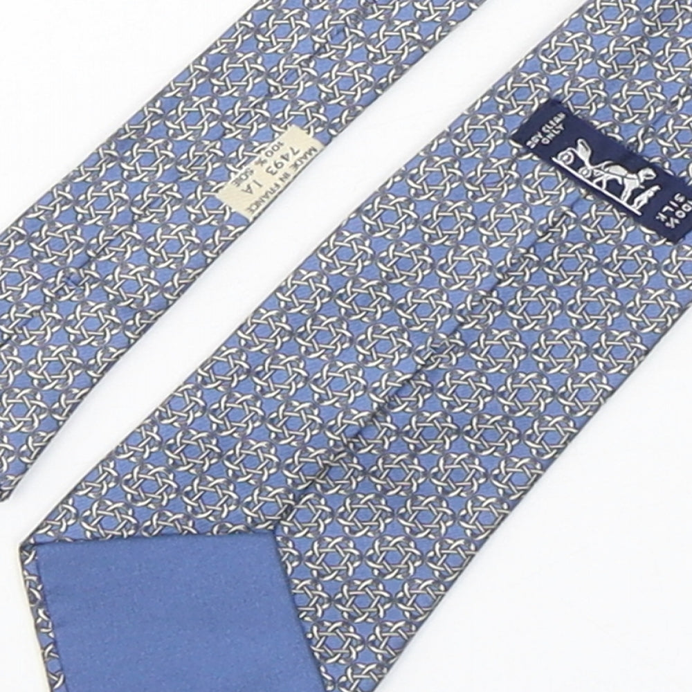 Hermes Mens Multicoloured Geometric Silk Pointed Tie One Size